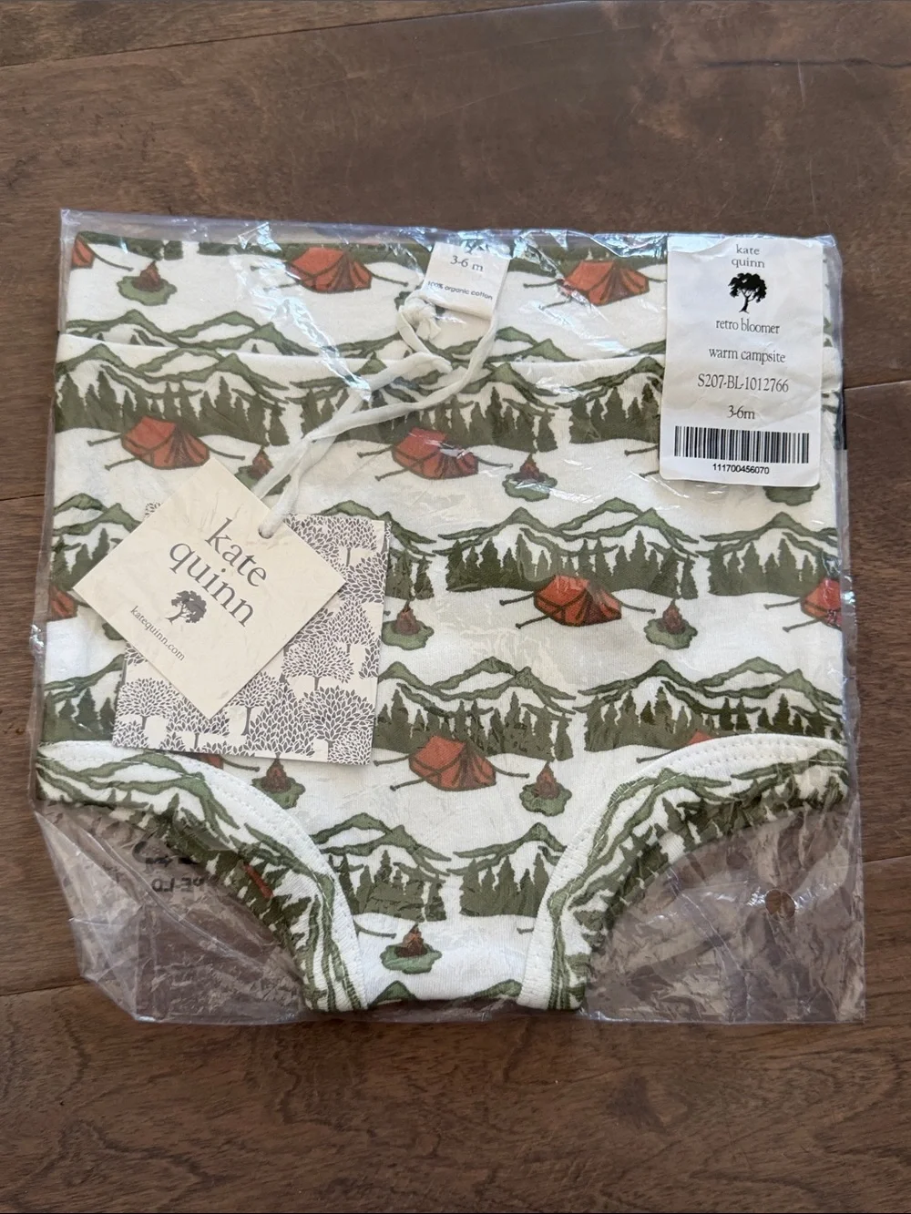 kate quinn Cream Retro Bloomer with Green Mountains and Orange Tents